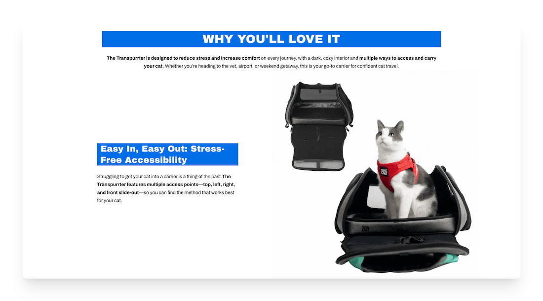 product description for a Travel Cat carrier