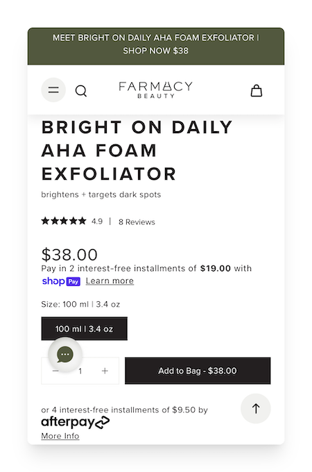 mobile version of the Farmacy Beauty site