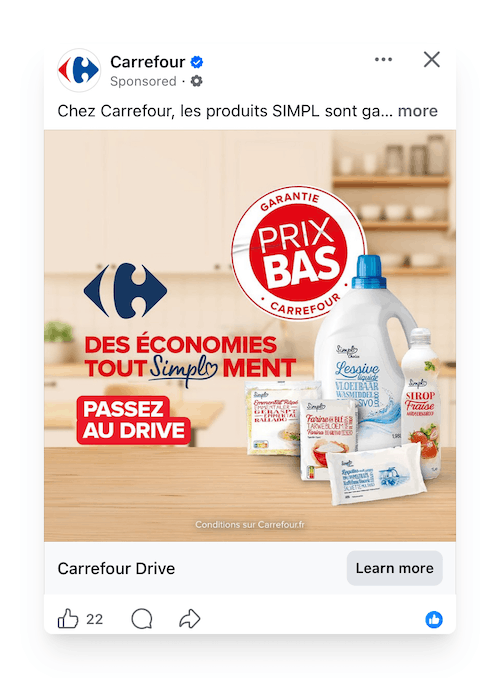 Carrefour ad on Facebook